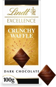 Lindt Excellence Dark Chocolate Crunchy Waffle Bar 100g(Pack Of 5)-Delicious Bar - Picture 1 of 5