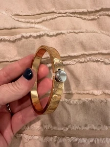 HENRI BENDEL Gold w/ Silver Latch Hinged Bracelet - Picture 1 of 5