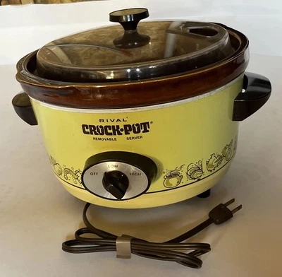 Vintage 70's Rival Crock Pot Retro Slow Cooker Almond 5 QT Model 3350/1 - Image 1 of 4
