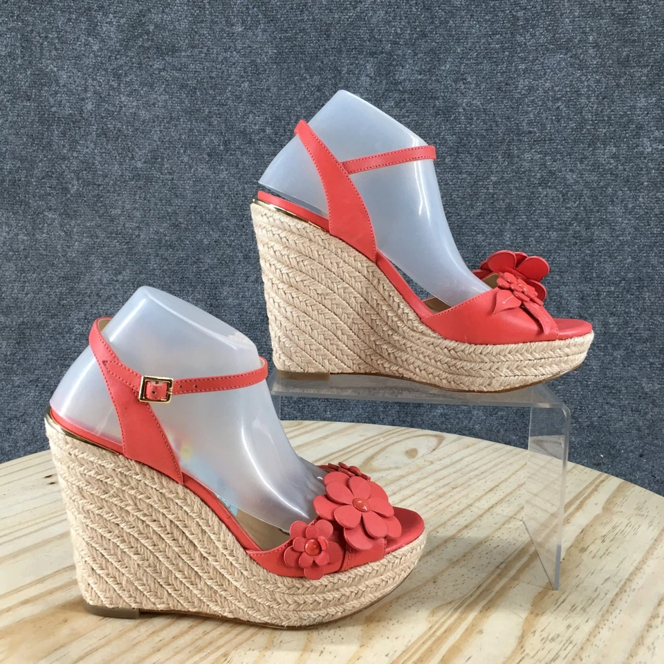 NUEVO Michael Kors Tacones Mujer 6 M Flora Tirantes Cuña Alpargata Coral Rosa Foto 1 de 4