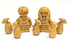 Lego 20th Anniversary Gold Harry Potter & Hermione Granger Minifigures & Dragons - Picture 1 of 4
