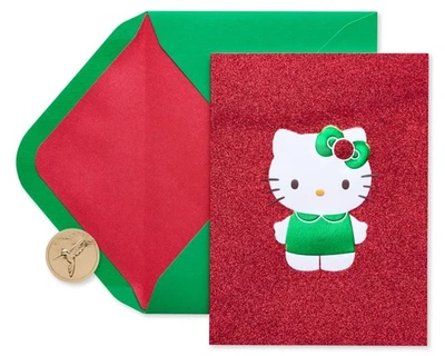 Papyrus Hello Kitty Boxed Christmas Glitter Greeting Cards 12-ct  (6"x4.5") NIB - Image 1 of 4
