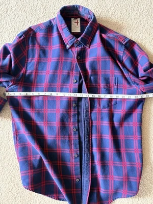 Camisa Relwen Para Hombres Mediana Franela Abotonada Algodón 100% Algodón Forrada de Vellón Azul Foto 1 de 3