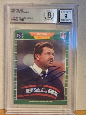 Mike Ditka In Person Signed 1989 Pro Set #53 Beckett Authenticated 9 - Image 1 of 3