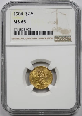 1904 $2.5 NGC MS 65 Liberty Head Gold Quarter Eagle - Image 1 of 4