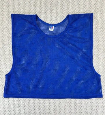 Vintage Russell Athletic Blank Football Jersey XL Blue Half Crop Mesh Made in US - Image 1 of 4