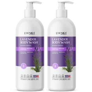 Edenika Lavender Body Wash 2-Pack, Relaxing, Hydrating Cleanser - Natural Oils - Picture 1 of 4
