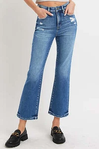 RISEN Full Size Tummy Control High Rise Crop Bootcut Jeans - Picture 1 of 18