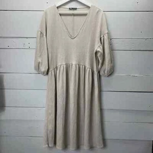 Zara Textured Weave V-Neck Dress Size Medium - Picture 1 of 7