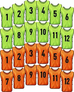 24 Pcs Soccer Scrimmage Practice Vests Reversible Numbered Soccer Team Pennies w - Picture 1 of 8
