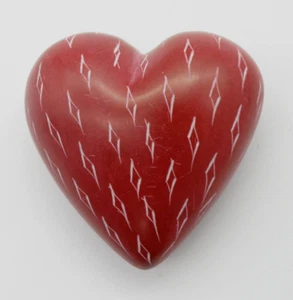 Vtg Red Heart Carved Soapstone Paperweight Women’s Gift Love Valentines Gothic - Picture 1 of 7