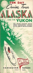 1953 UNION STEAMSHIPS Cruise Tour Map Brochure ALASKA & YUKON on SS "Chilcotin" - Picture 1 of 6
