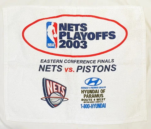 New York Brooklyn Nets vs Pistons NBA Playoffs 2003 Advertising Rally Hand Towel Cover