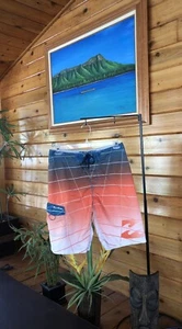 Billabong Originals Board Shorts Mens size 30 Orange Striped Vintage Swim Trunks - Picture 1 of 12