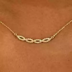 Infinity Pendant 18" Necklace Real 0.50 Ct Moissanite 14K Yellow Gold Plated - Picture 1 of 4