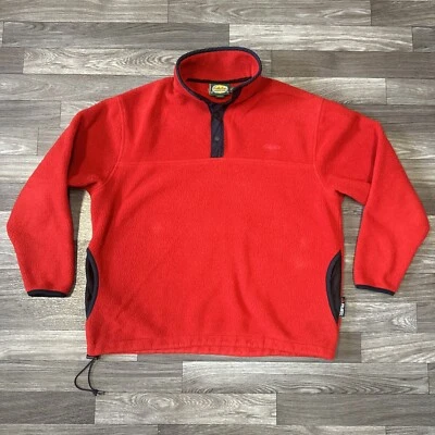 Vintage Cabela’s T-snap Fleece Jacket Men’s Medium Solid Red Polartec Pockets - Image 1 of 4
