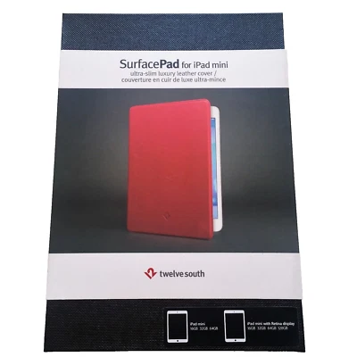 Twelve South SurfacePad Ultra Slim Luxury Leather Cover iPAD Mini Red BRAND NEW - Image 1 of 4