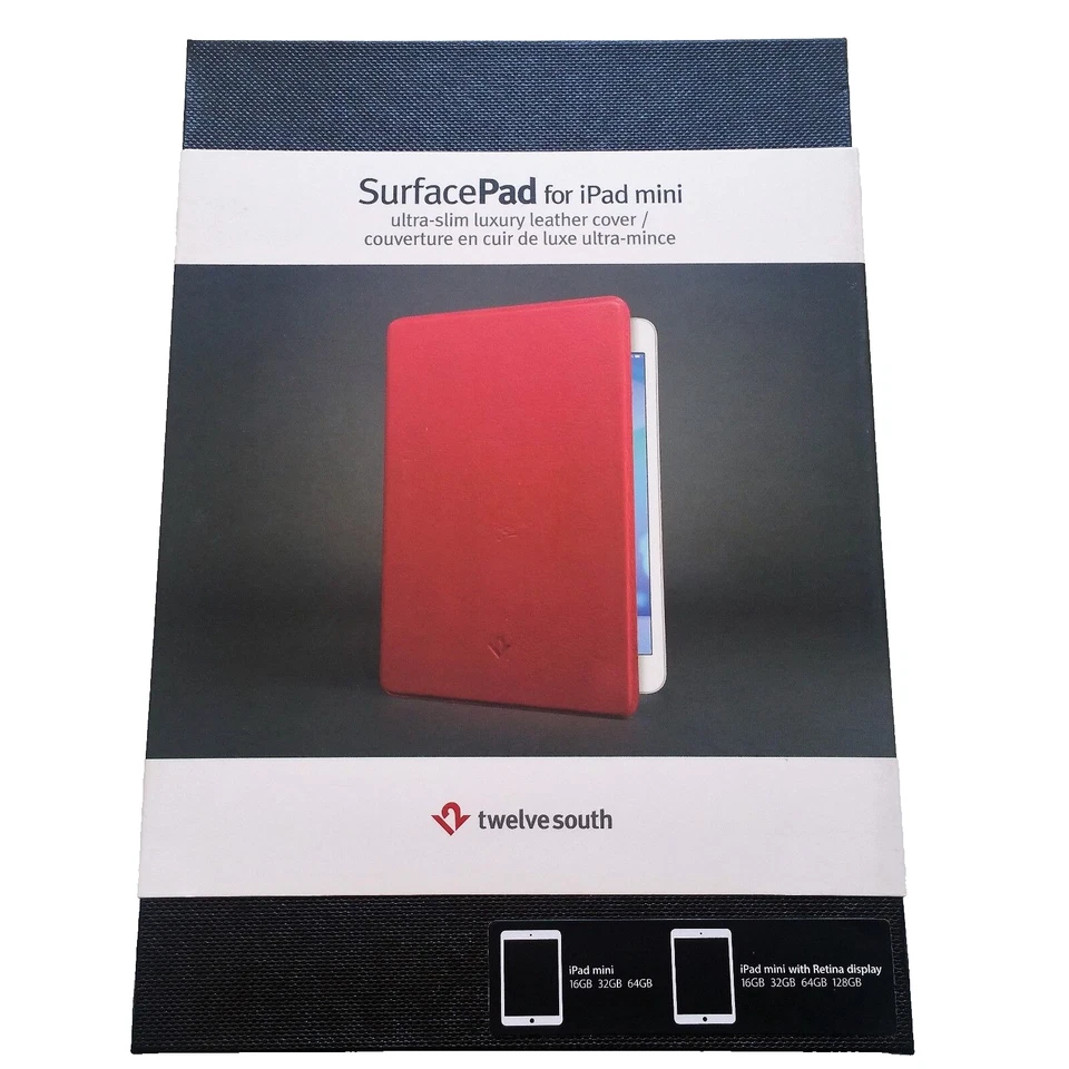 Twelve South SurfacePad Ultra Slim Luxury Leather Cover iPAD Mini Red BRAND NEW - Image 1 of 4