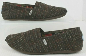 TOMS Classic Slip-on Knit Shoes Brown Geometric Print Flats Mens Size 11 GUC   - Picture 1 of 8