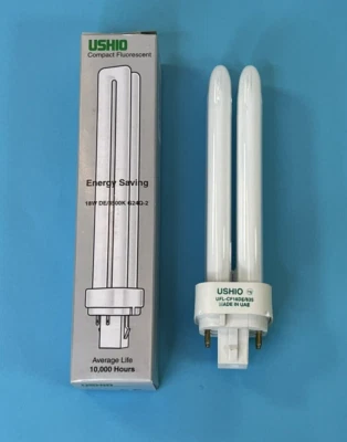 USHIO Compact Fluorescent Light Bulb 3000143 18W DE/3500K Four Pin G24Q-2 Base - Image 1 of 4