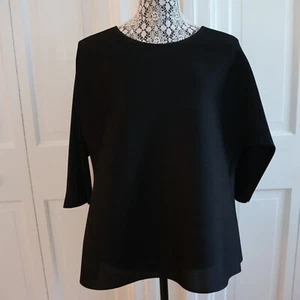 Nana Ko Black Crinkled Fabric Blue Top – NWT - $108 – Runs Very Full - Picture 1 of 6