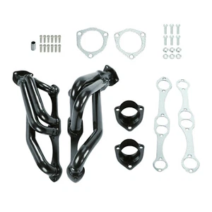 1xBlack Engine Swap SS Headers for Small Block Chevy Blazer S10 S15 2WD 350 V8oY - Picture 1 of 11