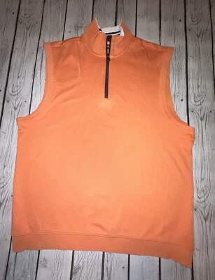 Colete de golfe Jack Nicklaus adulto grande laranja sem mangas masculino sem bolsos 1/4 zíper - Imagem 1 de 4