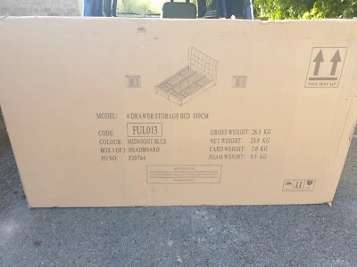 JULIAN BOWEN FULLERTON 4 DRAWER BED 6FT SUPER KING SIZE HEADBOARD FUL013 BLUE - Image 1 of 4