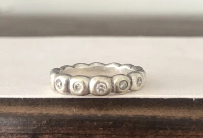 ANILLO BANDA APILABLE BURBUJA PIEDRA LUNAR 925 PLATA ESTERLINA ALE talla 6 Foto 1 de 4