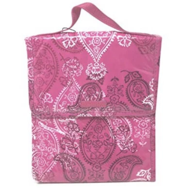 Vera Bradley STRIPED PAISLEY Lancheira Bolsa Reutilizável Bolsa de Viagem Vermelha Verde Nova Com Etiqueta - Imagem 1 de 4