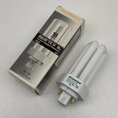 (3-Pack) Sylvania CF18DT/E/IN/827 ECO Fluorescent 18W Light Bulb GX24q-2 2700K - Image 1 of 4