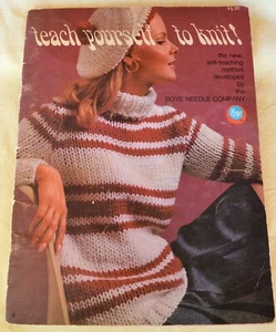 Vintage c1968 Boye Needle Co 'Teach Yourself to Knit!' Booklet Great Graphics - Picture 1 of 11