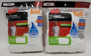 Lot Of 2 Hanes Boys' ComfortSoft Tagless Crewneck T-Shirt 3-Pack White Size M - Picture 1 of 2