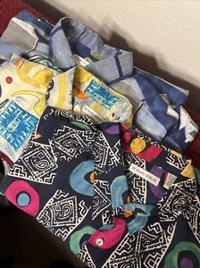 3 Burma Bibas Abstract Picasso vtg 100% Silk Short Slv Shirt Lg Fresh Prince - Picture 1 of 16