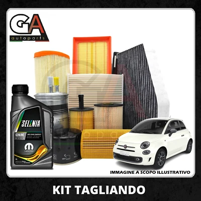 Kit tagliando Fiat 500 1.3 multijet 95 cv olio selenia wr pure energy 5w30 4 LT