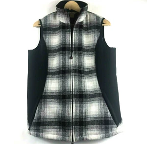 Vtg Woolrich Vest Womens Size Small Winter White Plaid Wool Blend Full Zip - Picture 1 of 6