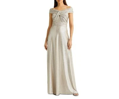 Lauren Ralph Lauren 284364 Women's Metallic Off-the-Shoulder Gown Size 6 - Image 1 of 3