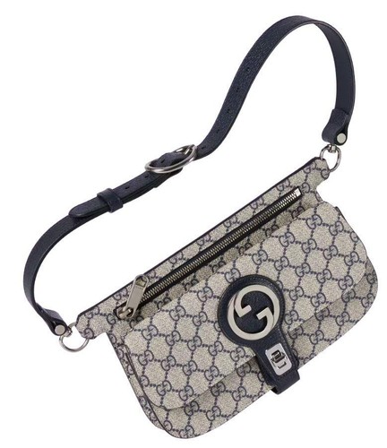 NUOVA BORSA A TRACOLLA GUCCI BIONDA BEIGE & BLU GG SUPREME LOGO RIVESTITA 90 36