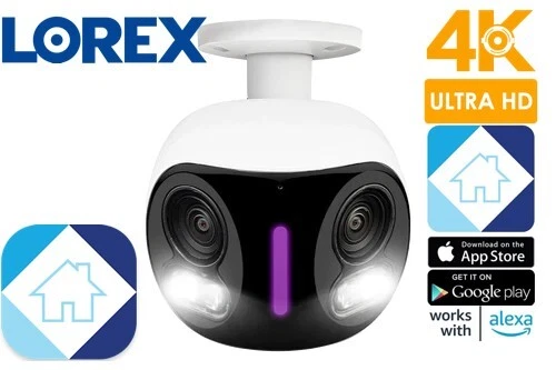 Lorex 4K Dual-Lens WiFi Security Camera Smart Security Lightin 32GB W891UAD-E