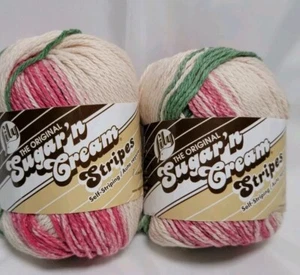 Sugar 'n Cream 100 % Baumwolle Garn 2 Knäuel Farbe Holiday Stripes 21532 - Bild 1 von 10