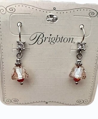 Brighton Christmas Bell Earrings- light brown- silver -red- french wire- holiday - Image 1 of 2