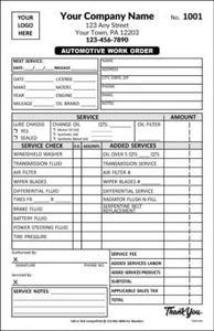 Custom Automotive Work Order Forms / 2 Part or 3 Part / 5.5 x 8.5 / TMG184 - Picture 1 of 1