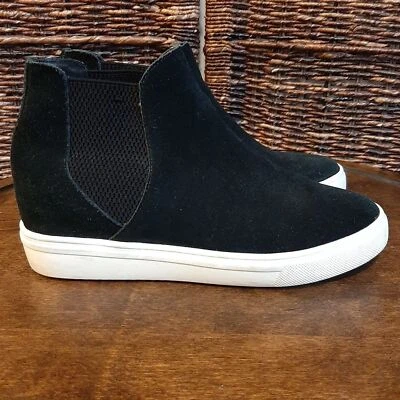 Steve Madden Zapatos Para Mujer 7.5 Negro Sultán Gamuza Cuero Cuña Chelsea Tenis Foto 1 de 4