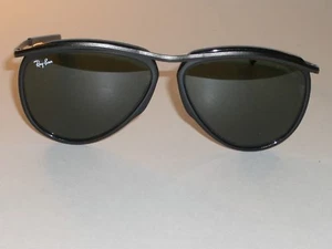 VINTAGE B&L RAY BAN W0641 FULL BLACK G15 UV OLYMPIAN AVIATOR SUNGLASSES w/CASE - Picture 1 of 7