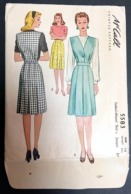 RARE/VTG 1944 Sewing Pattern McCall 5583/Ms & Ladies/Jumper & Skirt/Sz 14 W26.5 - Image 1 of 4