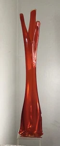 VINTAGE VIKING GLASS EPIC TRIANGE BASE SWUNG VASE #1221 3 FOIL PERSIMMONS 26.5" - Picture 1 of 8