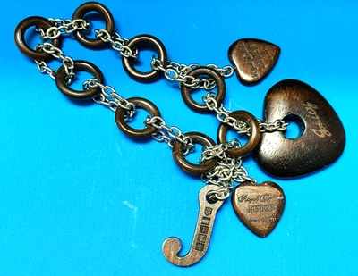 Juicy Couture Wooden Rings Chain Purse Heart Charm Signed - Image 1 of 4