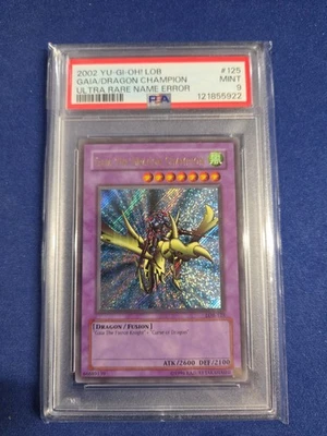 Yugioh - Gaia the Dragon Champion -  Unlim Ed - Secret Rare Error - Mint - PSA 9 - Image 1 of 2