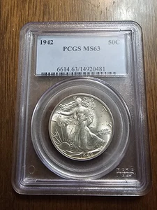 Medio dólar de plata Walking Liberty 1942 graduación profesional MS63 - Imagen 1 de 4