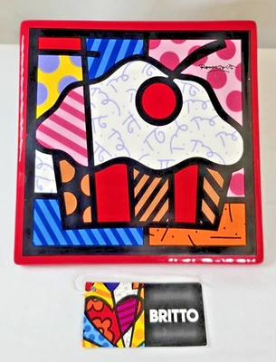 Romero Britto Ceramic Trivet 14072 Cherry Cupcake 6" x 6" Giftcraft 2008 - Image 1 of 4